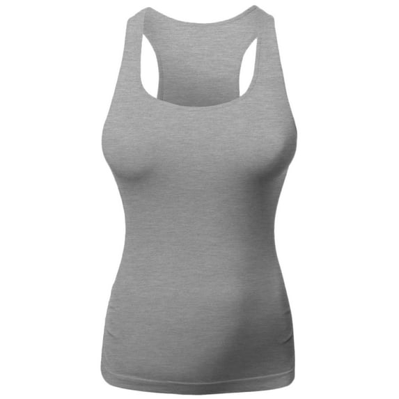 FashionOutfit Women's Basic Solid Sleeveless Round Neck Racer-Back Plus Size Tank Top