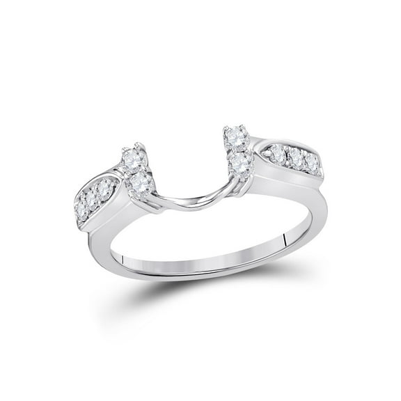 14kt White Gold Womens Round Diamond Solitaire Enhancer Wedding Band 1/3 Cttw
