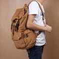 thumbnail image 3 of Mochila De Viaje Bolsa de lona para senderismo, regalos, mochilas vintage con cordón para escalada (marrón), 3 of 9