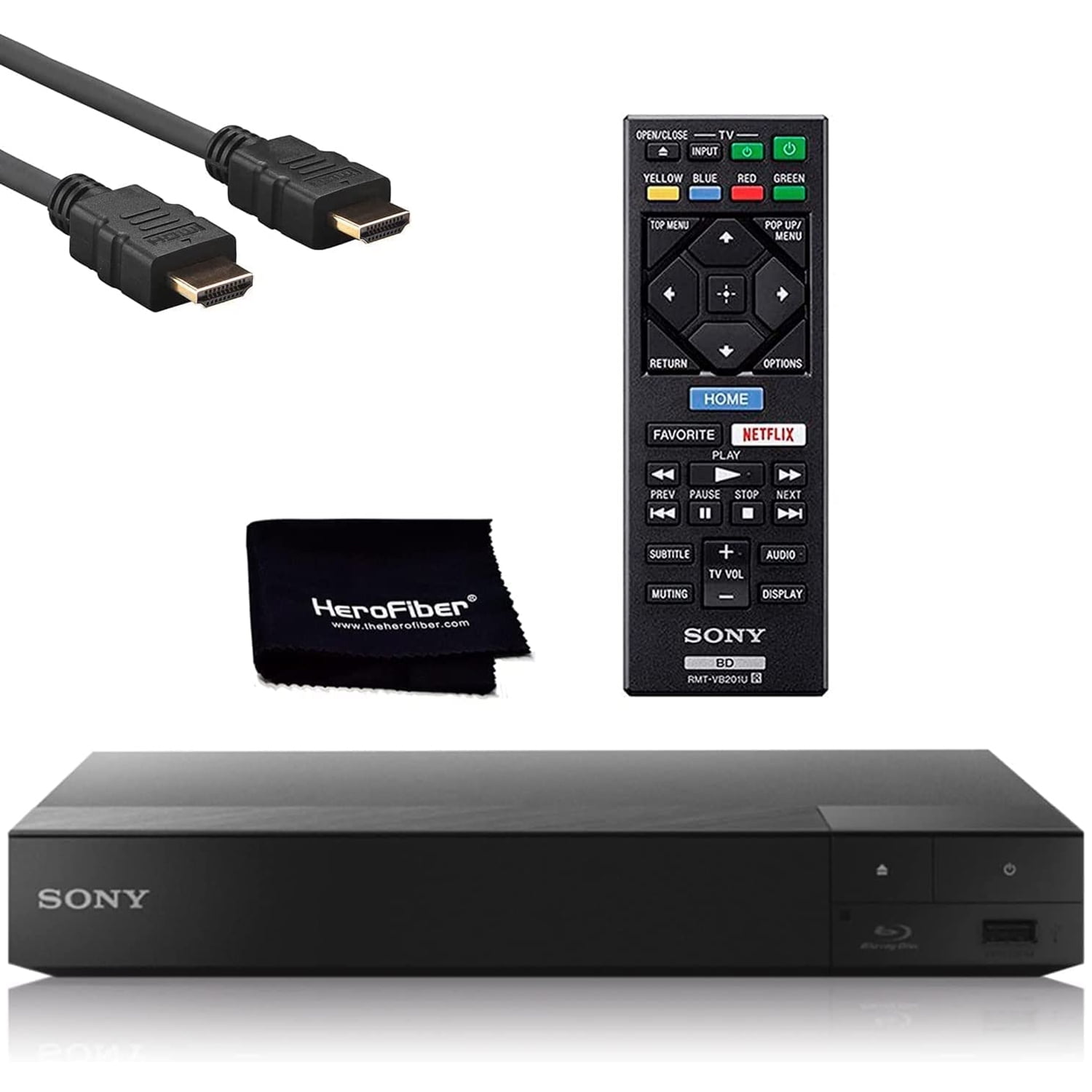 ære Voksen få Sony DVD Blu-Ray Disc Player with WiFi and Apps, Remote Control, HDMI  Cable, Ethernet Port, Cleaning Cloth, 2 AAA batteries, High Definition  Streaming, TRILUMINOUS Color, Dolby Sound, Smart Phone View - Walmart.com