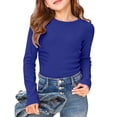 thumbnail image 3 of XIYON Girl's T Shirts Girls Long Sleeve Ribbed Stretch Tee Slim Fit Casual Basic Top Comfortable Kids Shirt Girls Tops Clothes 7-8 Years, 3 of 3