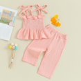 thumbnail image 4 of Infant Baby Toddler Girls Clothes Solid Color Sleeveless Camisole Linen Pants Set Baby Summer Outfits, 4 of 7