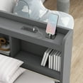 thumbnail image 5 of New Twin Size L-shaped Bookcases Bed with Power Outlets, USB Charging Ports,Two Drawers,Grey, 5 of 11