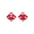 thumbnail image 2 of BemeyourBBs Newborn Baby Girl Christmas Outfit Velvet Santa Romper Dress Bow Embroidery Long Sleeve Smocked Tutu Dress Headband 2 Piece Set, 2 of 9