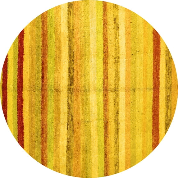 Ahgly Company Machine Washable Indoor Round Southwestern Yellow Country Area Rugs, 4' Round