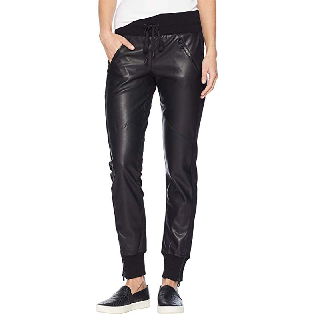 plus size faux leather jogger pants