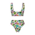 thumbnail image 6 of Rocae Watercolor Flowers for Bikini Set for Women Two Piece Sexy High Swimsuits Split Crossover Bikini Medium, 6 of 9