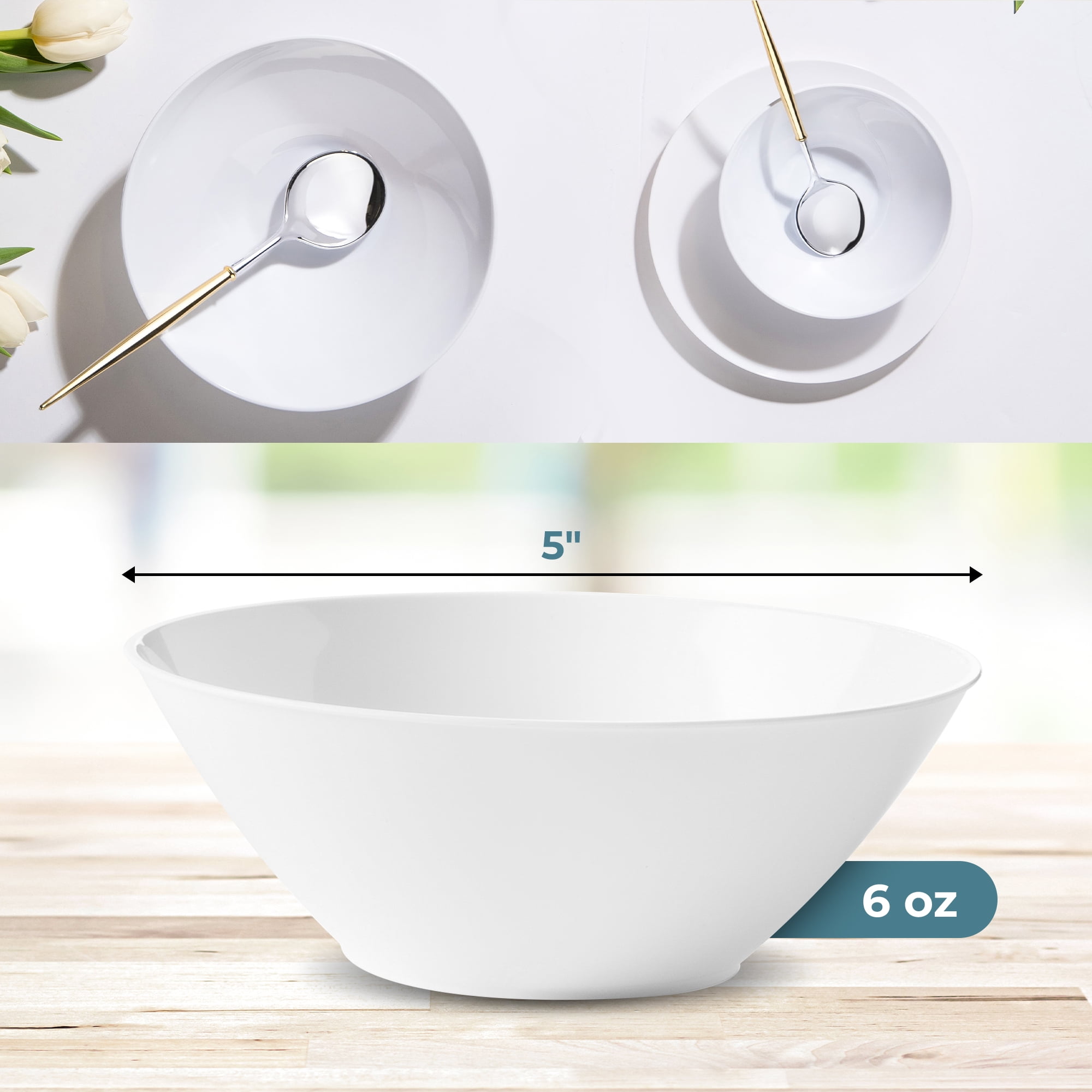 36 Oz. Disposable Plastic White Diamond Party Noodle Soup Bowls