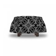 thumbnail image 4 of Floral Ottoman Cover, Vintage Motifs Art, 2 Piece Slipcover Set with Ruffle Skirt for Square Round Cube Footstool Decorative Home Accent, Standard Size, Charcoal Grey and White, by Ambesonne, 4 of 5