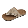 thumbnail image 6 of Rokment Wedges Orthopedic Cork Footbed Thongs Sandals for Women Boho Beach Leather Platform Slides Flip Flops Comfortable Dressy Slip on Slippers Beige Size 6, 6 of 8