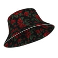 thumbnail image 2 of Disketp Roses Print Reflective Bucket Hat Beach Hat Summer Travel Sun Hats Fisherman Cap, 2 of 8