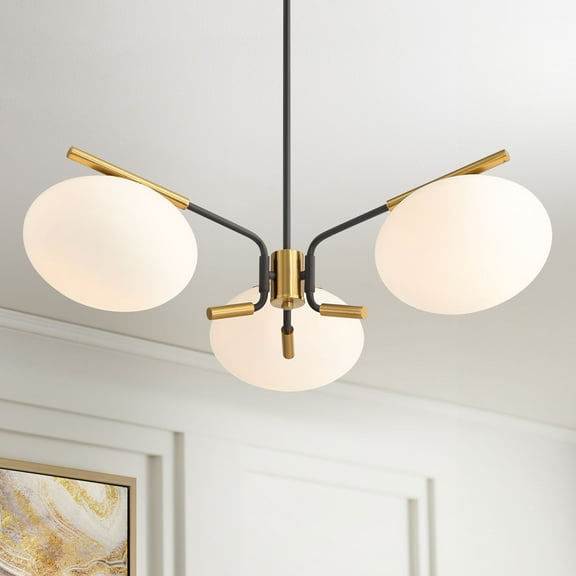 Possini Euro Design Possini Euro Gwynn 26 1/2" Black and Gold 3-Light Modern Chandelier