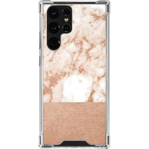 Skinit Marble White Rose Gold Marble Galaxy S22 Ultra Clear Case