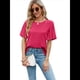 thumbnail image 2 of Tops de Mujer 2025, Camisetas Casuales de Acampanada, Camisetas Básicas de Verano con Cuello Redondo, Blusas Lindas, Color Rosa y Rojo, Talla L, 2 of 7