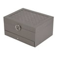 thumbnail image 4 of Household Jewelry Storage Box Waterproof PU Leather Jewelry Case Double Layer Partition Large Capacity Ornament Organizer gray, 4 of 7