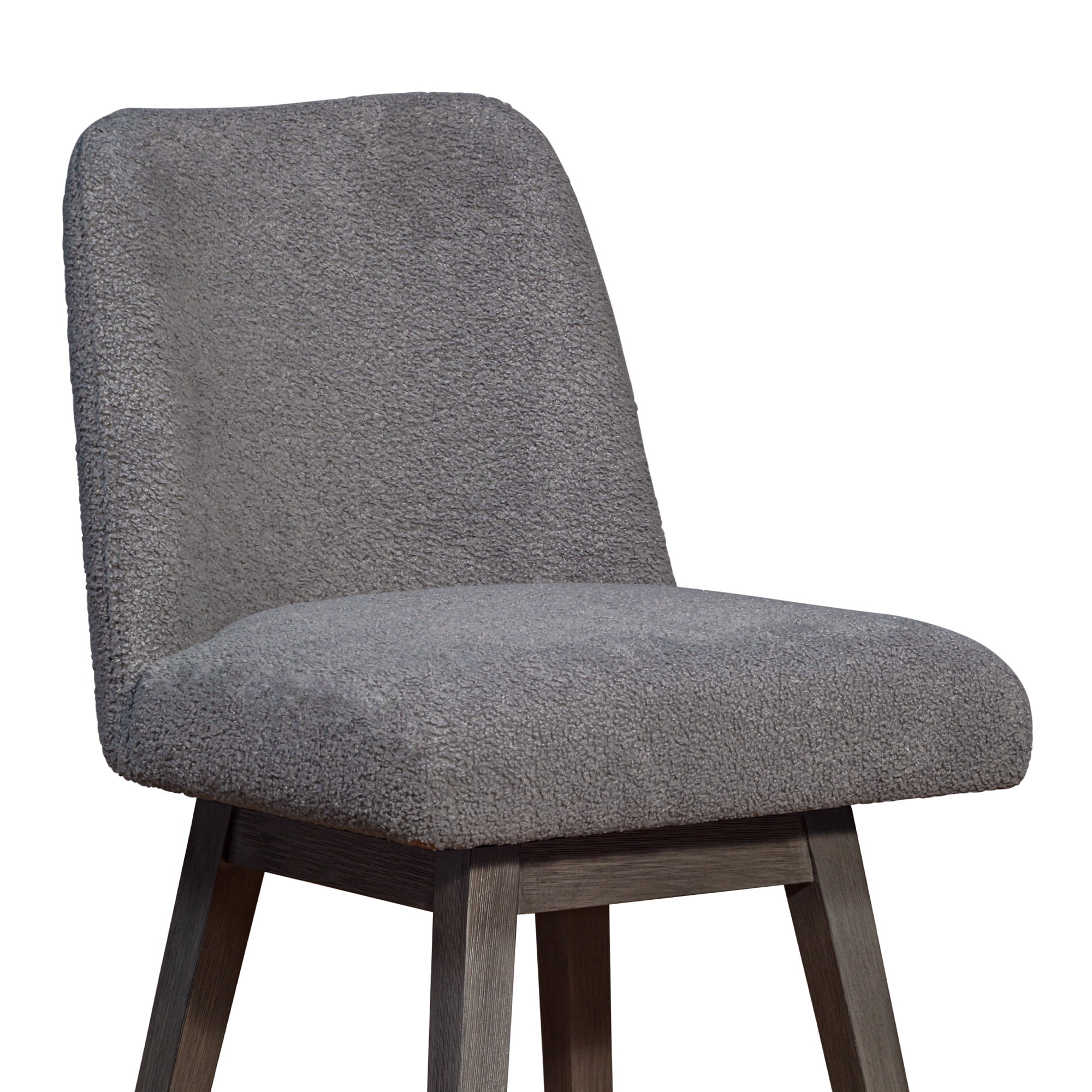 Amelia Swivel Counter Stool in Gray Oak Wood Finish with Gray Boucle Fabric - Set of 3