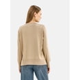 thumbnail image 3 of Time and Tru Women’s Fine Gauge Pullover Sweater, Lightweight, Sizes XS-XXXL, 3 of 5