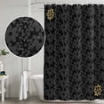 thumbnail image 5 of Black Golden Floral Shower Curtain, Waterproof Shower Curtains for Bathroom, Modern Abstract Art Spring Flowers Washable Fabric Bathtub Curtain Set Bath Decor with 12 Hooks Extra Long 72"x96", 5 of 8