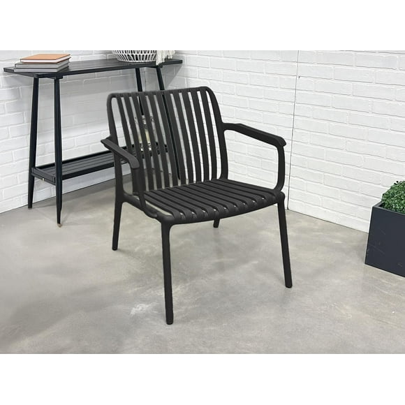 Summer stripe line one-seater chair with arm, Black
