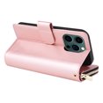 thumbnail image 3 of iPhone 14 Pro Max Case Wallet, iPhone 14 Pro Max Case  Women Men, Durable PU Leather Magnetic Flip Lanyard Strap Wristlet Zipper Card Holder Phone Case  iPhone 14 Pro Max, Rosegold, 3 of 13