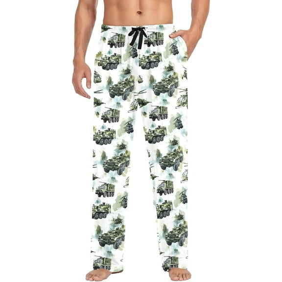 Top-kevin Men's Pajama Bottoms, Sleeping Long Pant Tanks Helicopter Pajamas Lounge Wear Sleepwear Pants Cartoon Green Pjs