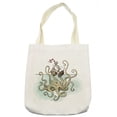 thumbnail image 1 of Kraken Tote Bag, Octopus Sinking the Pirate Ships Greek Myth Fish Culture Cartoon Artwork Image, Cloth Linen Reusable Bag for Shopping Books Beach and More, 16.5" X 14", Cream, by Ambesonne, 1 of 2