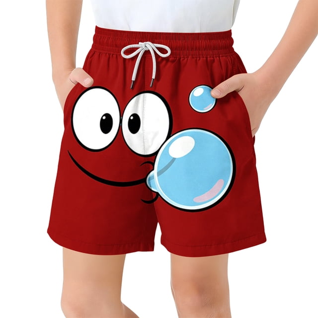 Pantalones cortos de bolsillo para niños con cordón elástico estampado casual traje de baño pantalones de cinco puntos