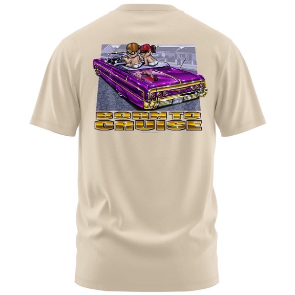 Rollin Hard Born To Cruise Graphic T-Shirt (Large, Sand)