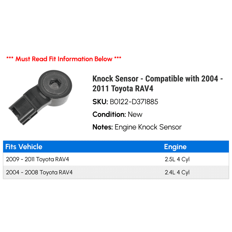 Knock Sensor - Compatible with 2004 - 2011 Toyota RAV4 2005 2006