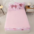 thumbnail image 4 of Manfei Leopard Print Bowknot Zipper Twin Comforter Sets with Fitted Sheet and 2 Pillowcases For Girls,Colorful Kawaii Loves Stars Print Kids Zipper Bedding Set,Pink Reversible,4 Pieces, 4 of 7