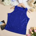 thumbnail image 2 of YTCAMLO Carnival Womens Tank Tops Casual Fashion Crewneck Blouses Glitter Sequin Crop Tops Sleeveless Going Out T Shirts Cami Outfits, Blue M, 2 of 9