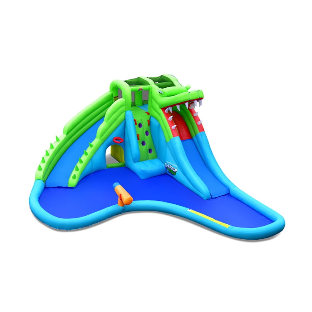 Aimee Lii Inflatable Crocodile Style Water Slide Upgraded Kids Bounce Castle with 750W Blower, Water Park Bounce House for Kids