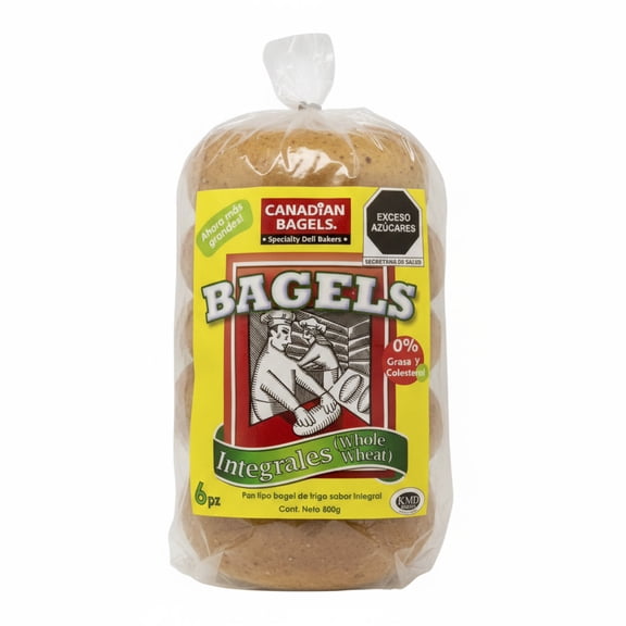 Canadian Bagels Integrales 6pz 800gr | Pan Bagel Artesanal Integral | Pan Fresco