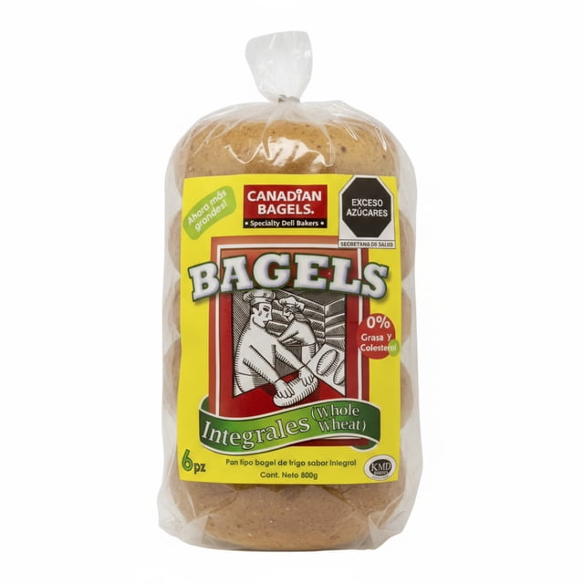 Canadian Bagels Integrales 6pz 800gr | Pan Bagel Artesanal Integral | Pan Fresco