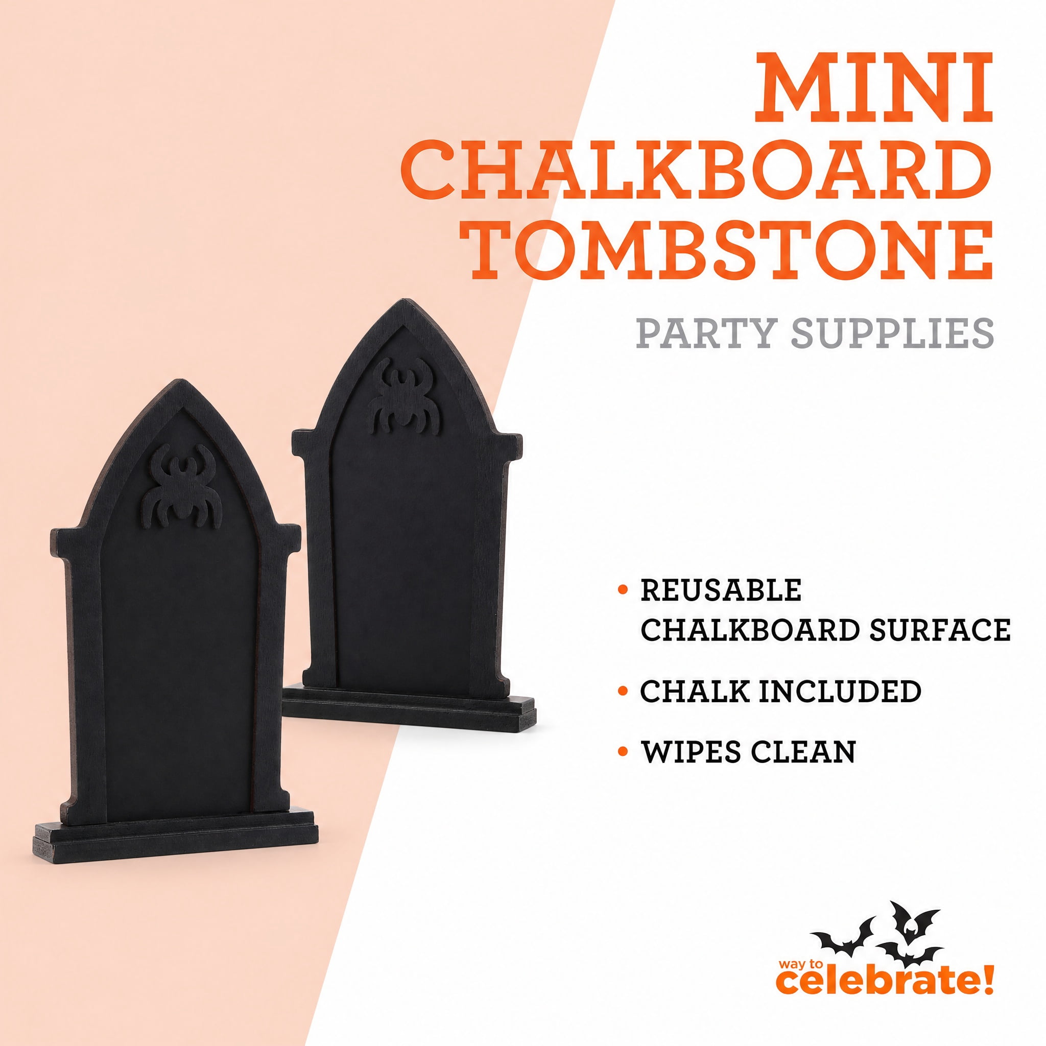 Mini Chalkboard Tombstone Decorations, Black, 9 Pieces, Halloween by Way To Celebrate