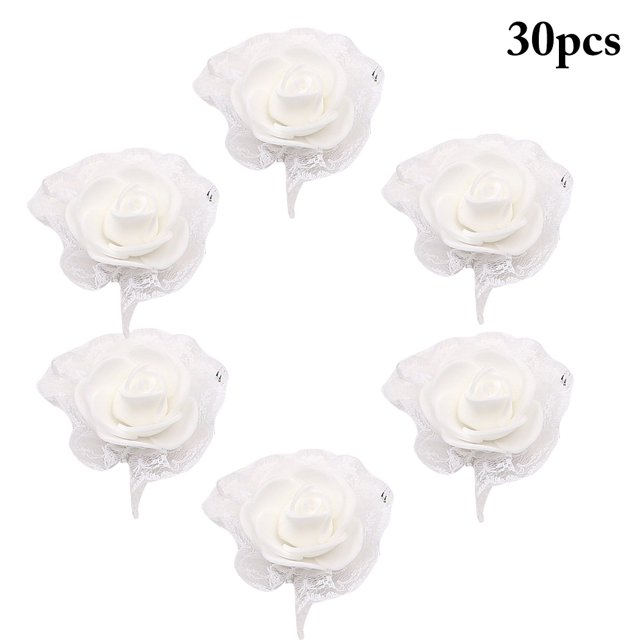 Coofit 30PCS Artificial Roses Decorative Elegant Lace Flowers DIY Craft Roses