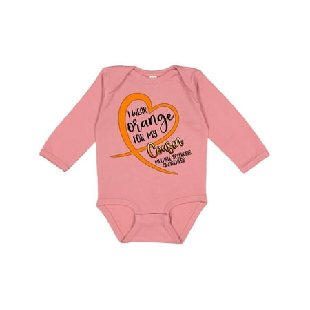 

Inktastic I Wear Orange for my Cousin Multiple Sclerosis Awareness Gift Baby Boy or Baby Girl Long Sleeve Bodysuit
