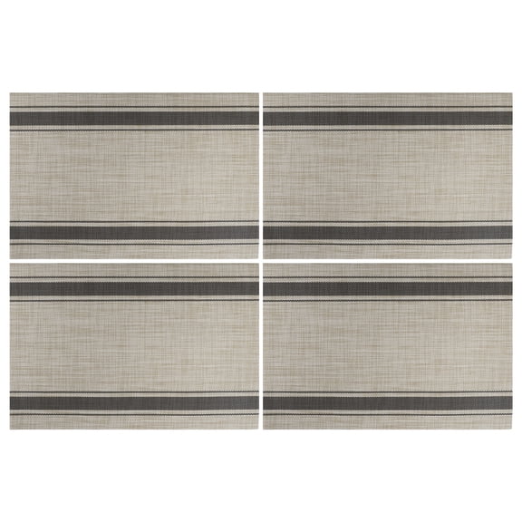4 Pcs Double Stripe Pattern Placemats PET Place Mats for Kitchen Table Washable Table Mats Brown