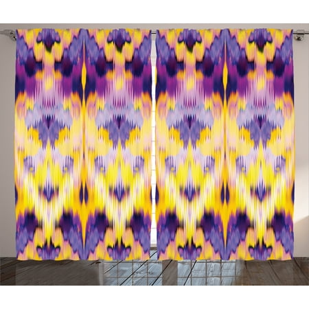 Ikat Decor Curtains 2 Panels Set Dying Effect Illustration The