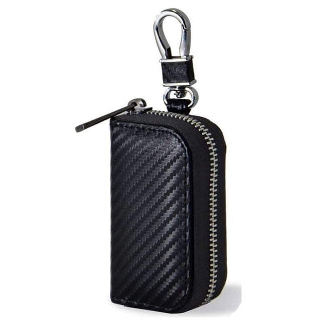 Funda para bolsillo de llave de coche NQ Caja protectora de señal Control remoto antirrobo de cuero RFID con gancho