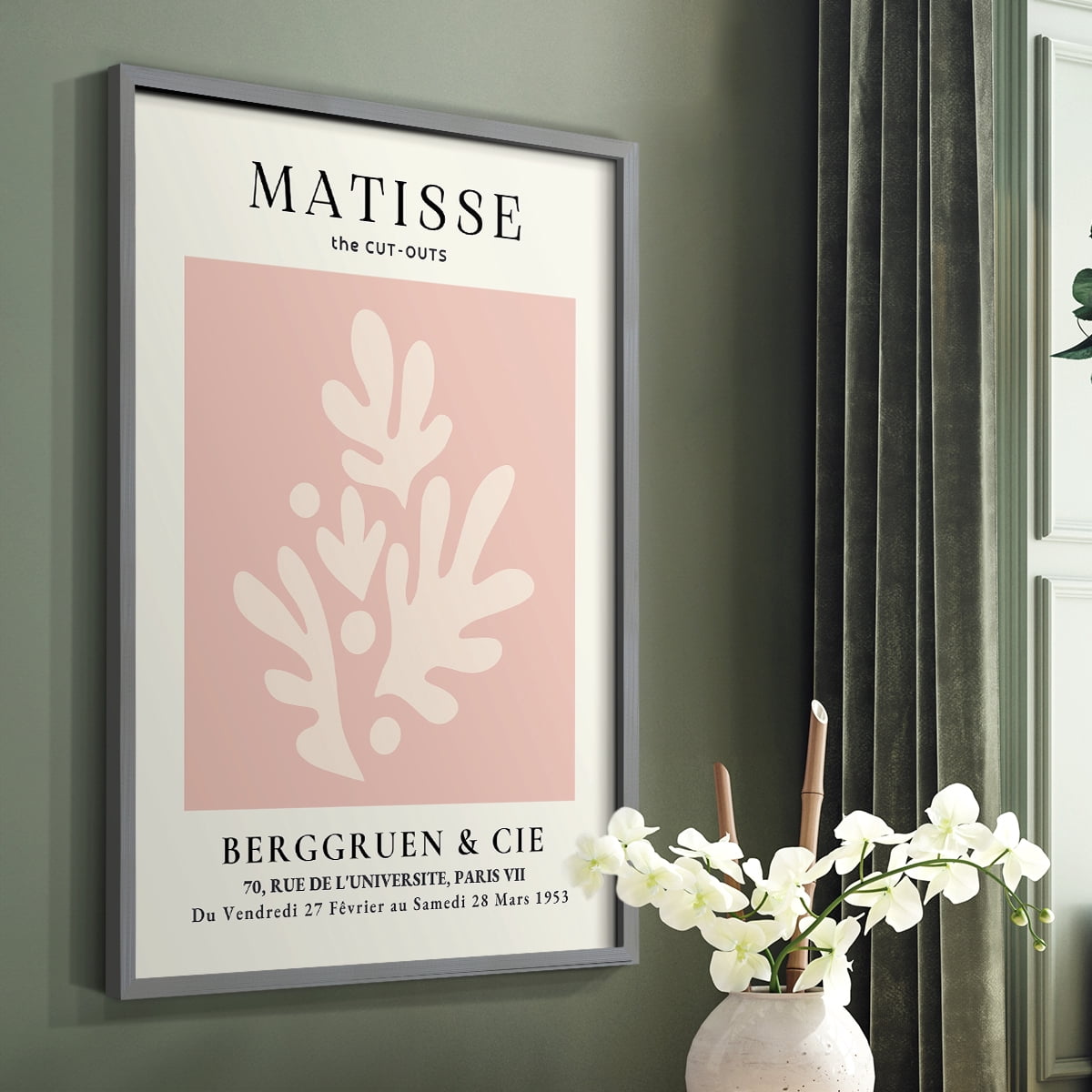 Matisse CLII Framed Print in Gray Solid Wood 22 x 28 Framed Print