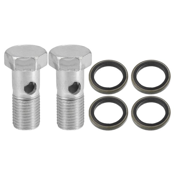 Juego de 2 adaptadores de montaje de freno de perno de coche M14x1.5 rosca de línea de freno perno único con 4 arandelas de cobre
