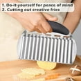thumbnail image 4 of Large Crinkle Cutter 1 Pcs French Fry Cutter Stainless Steel Crinkle Potato Cutter Wavy Chopper Wavy Slicer Crinkle Cutting Chopping Tools with Handle for Kitchen Waffle Carrot Fruit,Black, 4 of 8