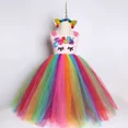 thumbnail image 4 of Vestido de tutú de unicornio arcoíris para niñas, vestido largo con flores para fiesta de cumpleaños de niñas, vestidos de princesa, disfraz de unicornio de Halloween para niñas, 4 of 5