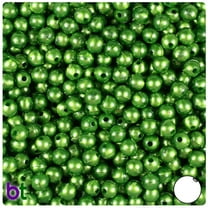 BeadTin Dark Green Pearl 6mm Round Plastic Beads (500pcs)