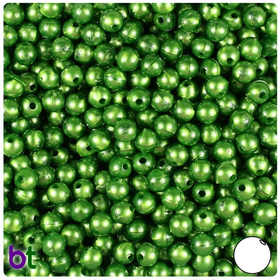 BeadTin Dark Green Pearl 6mm Round Plastic Beads (500pcs)