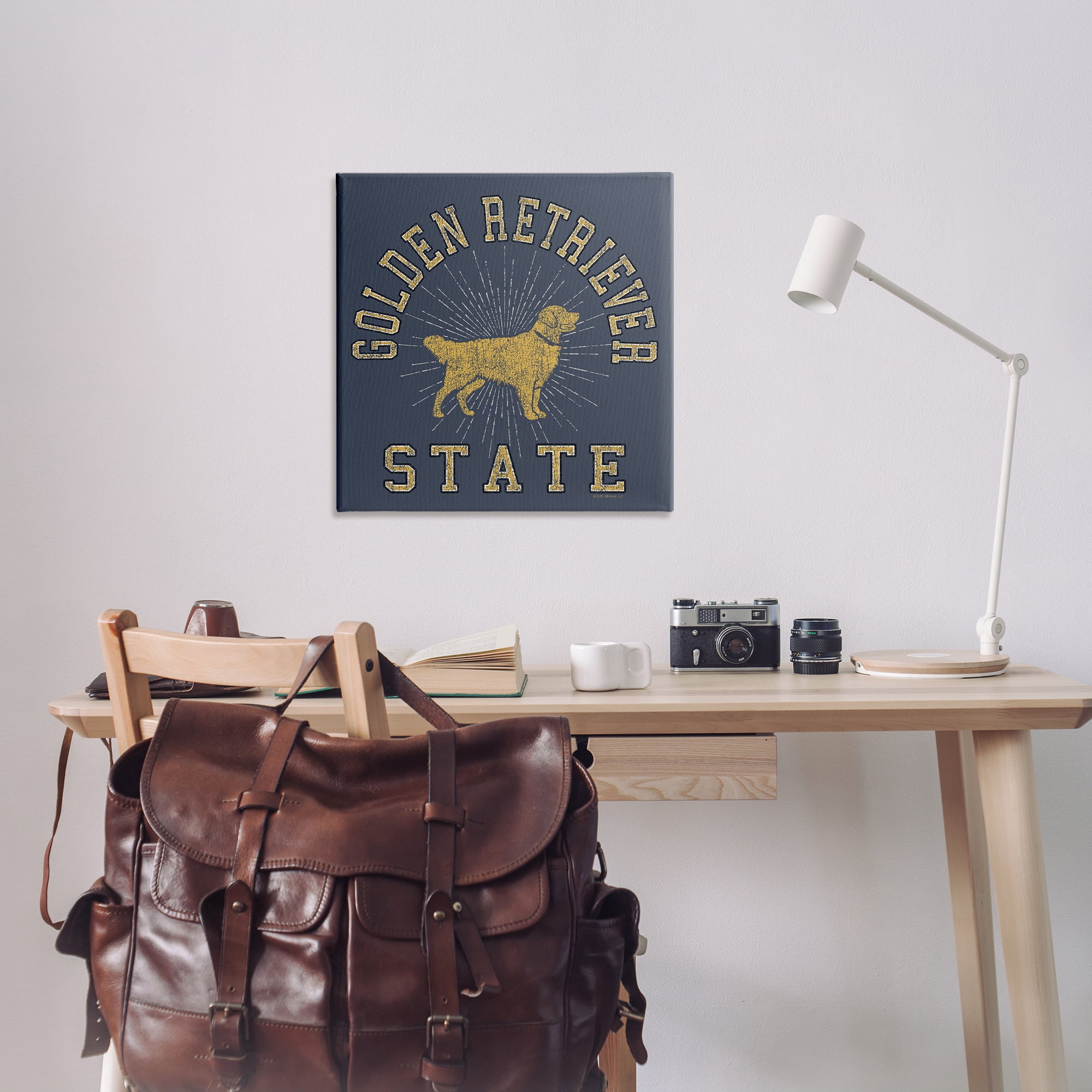 Stupell Industries Golden Retriever State Novelty & Humor Painting Wrapped Canvas Art Print Wall Art, 30 x 30