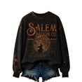 thumbnail image 2 of Stralyhd All Hallows Eve Sweatshirt for Women Cemetery Design Shirt Party Tee Witch Hat Shirt Crewneck Pullover Sweatshirt L, 2 of 4