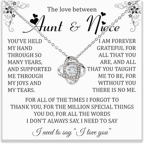 Aunt and Niece Necklace Gift, Love Knot Necklace Gift for Niece and Aunt , Necklace To My Aunt on My Wedding Day with Message Card and Gift Box, Aunt and Niece Gifts Ideas, Necklace for Women
