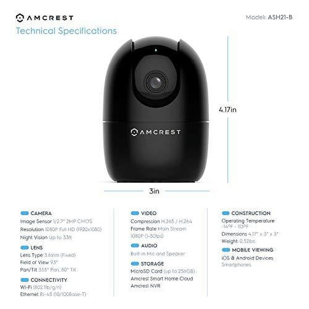 Amcrest 1080P WiFi Camera Indoor, Nanny Cam, Dog Camera, Sound & Baby Monitor, Human & Pet Detection, Motion-Tracking, w/ 2-Way Audio, Phone App, Pan/Tilt Wireless IP Camera, Night Vision, Smart Home